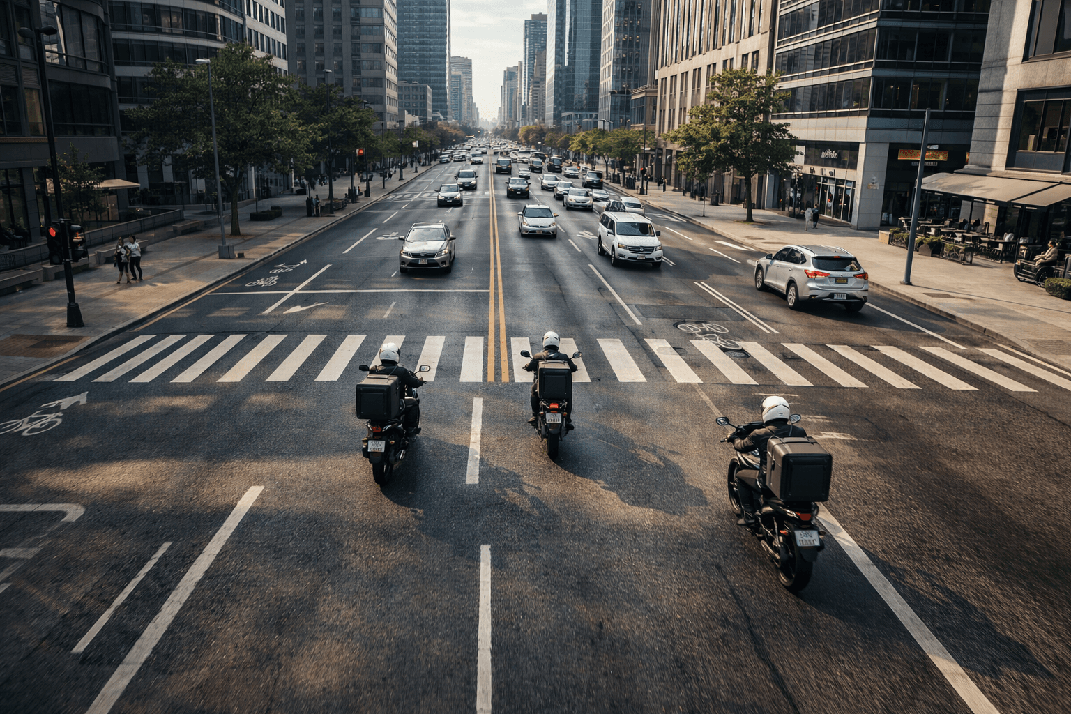 Motorlu kurye nedir sorusuna yanıt olarak şehir içinde hızlı teslimat yapan motosikletli kurye görseli